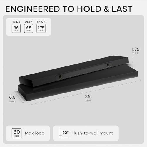 Homeforia 36 Inch Floating Shelves, High-End Solid Pine Wood - Image 2