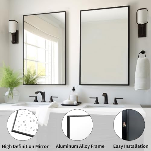 Sunniry Bathroom Mirrors for Over Sink, 16x20 inch Black Vanity Mirror - Image 2