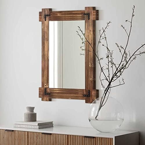 MeMoreCool Farmhouse Wood Bathroom Mirror 36x24 Inch, Rustic Vanity Mirror by MeMoreCool