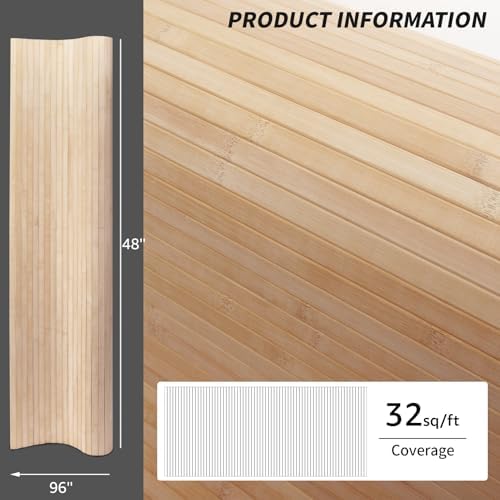 Art3d 48 x 96 in Pole Wrap Natural Bamboo Wall Panel, Carbonized - Image 4