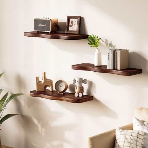 Organic Wavy Edge Floating Shelves, Hidden Brackets, 2 Pack 24 in - Image 2