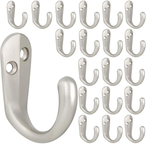 IBosins 20PCS Coat Hooks Wall Mounted Silvery Single Prong Robe Hook by IBosins