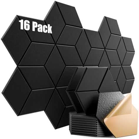 16 Pack Self-Adhesive Acoustic Panels 12" X 10" X 0.4" by Dailycooper