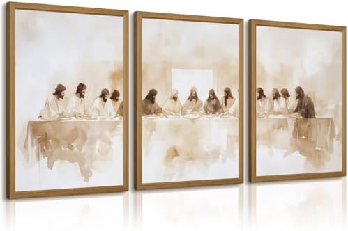 Jesus Wall Art Set of 3 Last Supper Wall Decor Christian Canvas Wall Art by Baccone