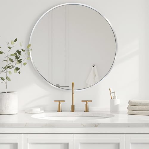 Round Mirror 30 inch Silver, Circle Mirror, Brushed Nickel - Image 5