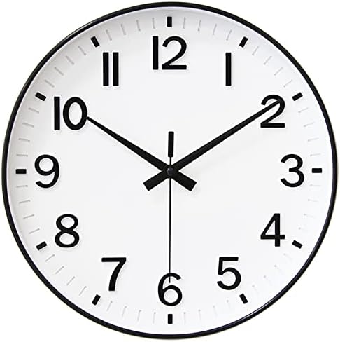 HZDHCLH 12 Inch Silent Wall Clock Battery Operated Non Ticking White Black by HZDHCLH