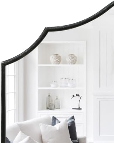 Besdomus Black Scalloped Dresser Mirror: 35"x26" Wooden Bathroom Mirror - Image 5
