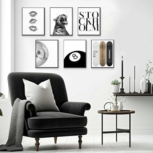 Liacxony Stockholm Leopard Set of 6 Wall Art Posters Set Black and White - Image 2