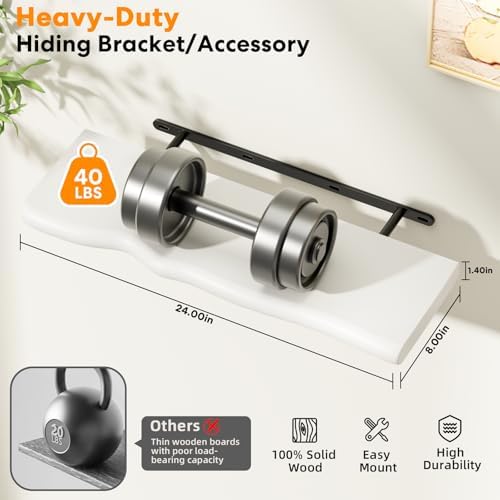 Organic Wavy Edge Floating Shelves, Hidden Brackets, 2 Pack 24 in - Image 3