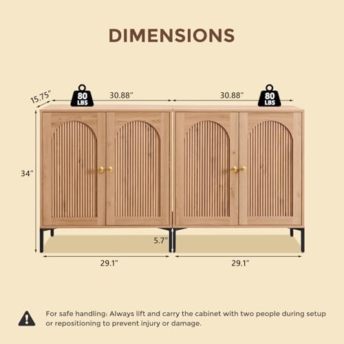 IFGET 123.5" W Modern Arched Sideboard Buffet Cabinet - Image 2