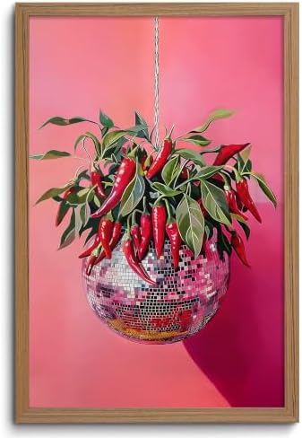 Funny Framed Wall Art Chili Disco Ball Funky Kitchen Print Wall Decor by ZMDDYSWallArt