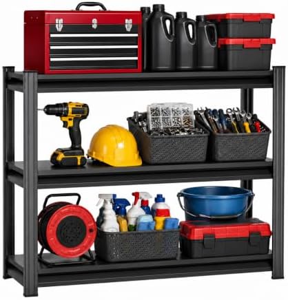 Garage Shelving, 1800 LBS Heavy Duty Metal Storage Shelves, 3-Tier Adjustable by BEESTMUEBLE