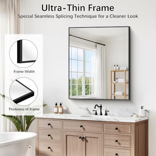 DESBING Black Bathroom Mirror 2 Pack, 30x36 Inch Rectangle Wall Mirrors - Image 5
