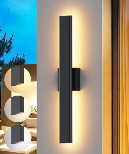 Aipsun 23.6" LED Outdoor Wall Light, Modern Black Exterior Lighting Fixture by Aipsun