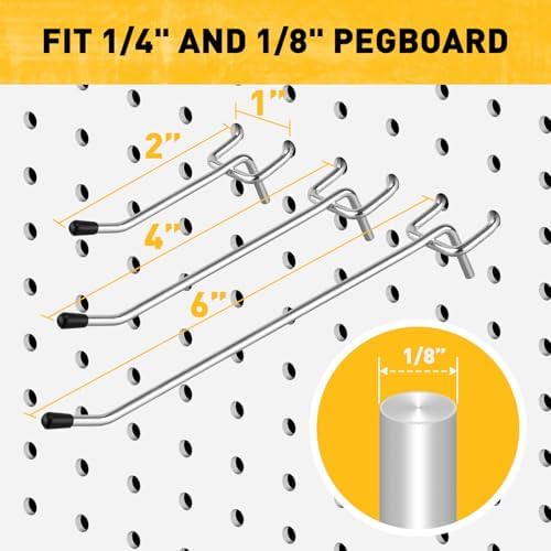 ELEAD 66-Piece 2/4/6 Inch Pegboard Hooks, Heavy Duty Peg Board Organizer - Image 2