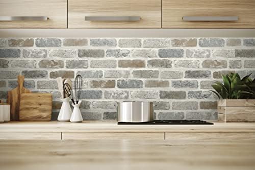 NextWall Washed Faux Brick Smooth Peel and Stick Wallpaper - Image 2