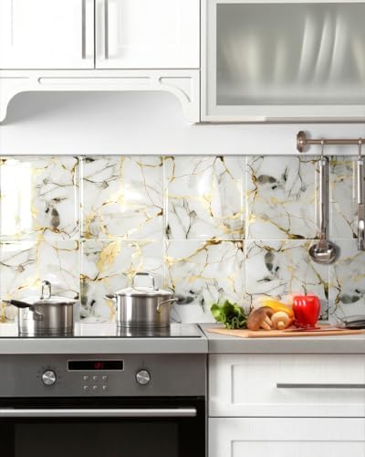 10 Sheets Marble Peel and Stick Backsplash Tile, Living Room - Image 3