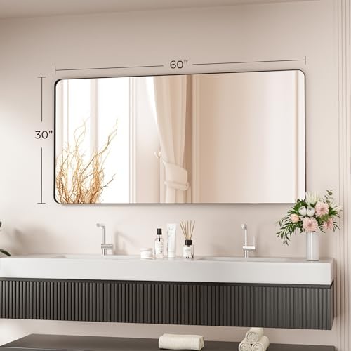 Black Bathroom Mirror 60X30 Inch Bathroom Vanity Mirror - Image 5