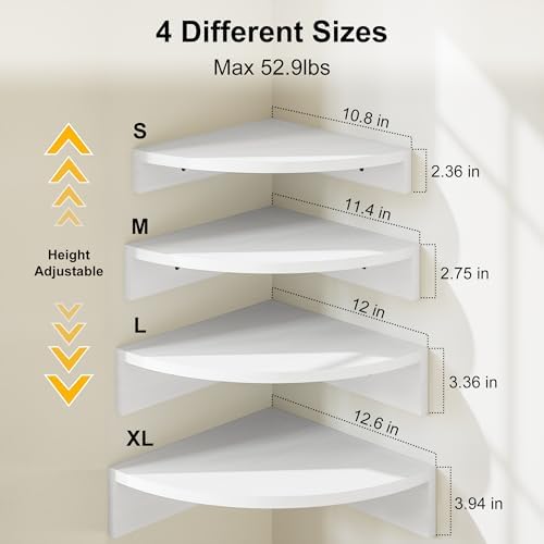 Alsonerbay Wood Corner Floating Shelves Wall Mount 4-Pack - Image 3