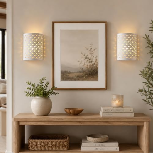JHY DESIGN Set of 2 Battery Operated Wall Sconces 8''H Metal Lamps 6H Timer by JHYDESIGN