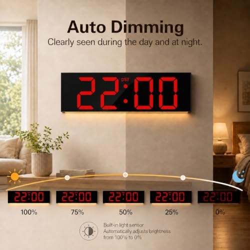 JALL 22" Extra Large Digital Wall Clock, Giant LED Display - Image 6