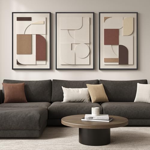 3D Textured Large Framed Neutral Abstract Wall Art - Image 2