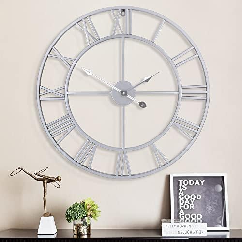 1st owned Large Wall Clock Metal Retro Roman Numeral Clock, Modern Round Wall by Wallclockdecor