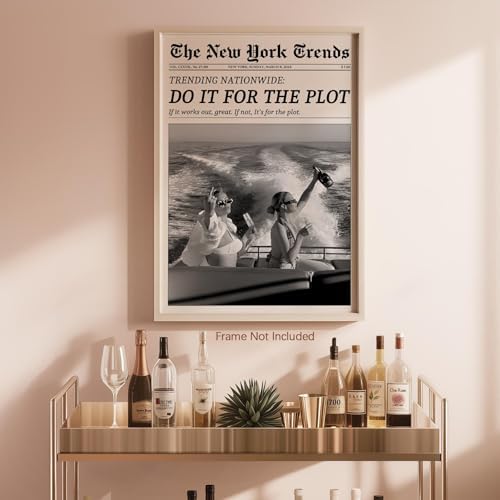 Trendy Newspaper Canvas Wall Art 20x30in Unframed Black And White Prints - Image 5