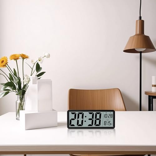 Silent Digital Wall Clock with Date/Time/Temperature Large Display, Versatile - Image 3