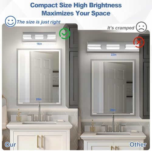 Modern LED Stainless Steel Chrome Acrylic Bathroom Lights Fixtures 3-Light - Image 3