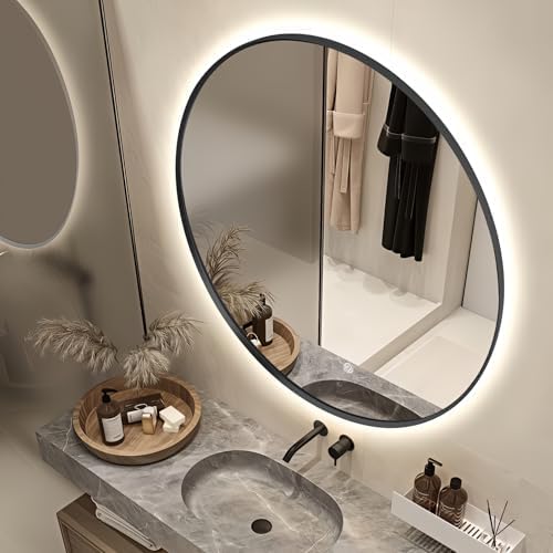 36" Round LED Bathroom Mirror, Wall Mounted Backlit Vanity Mirror by TheiaMo