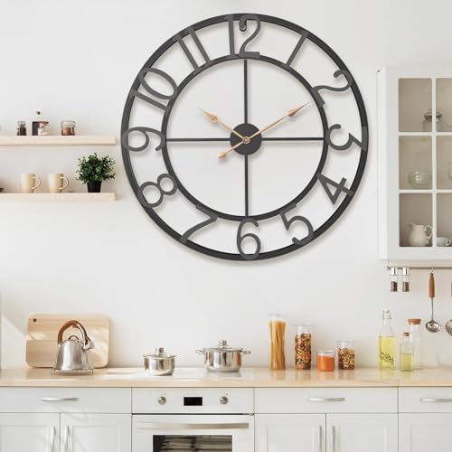 Pytha Sight 36 Inch Black Metal Arabic Numeral Extra Large Giant Wall Clock - Image 5