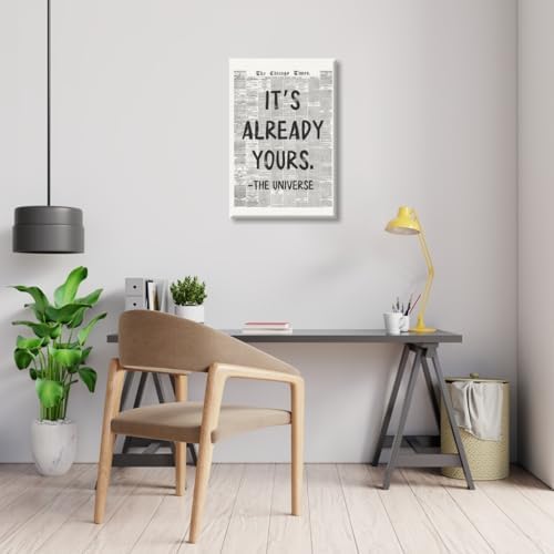 Black And White Retro Newspaper Wall Art Trendy Inspirational Universe Quote - Image 3