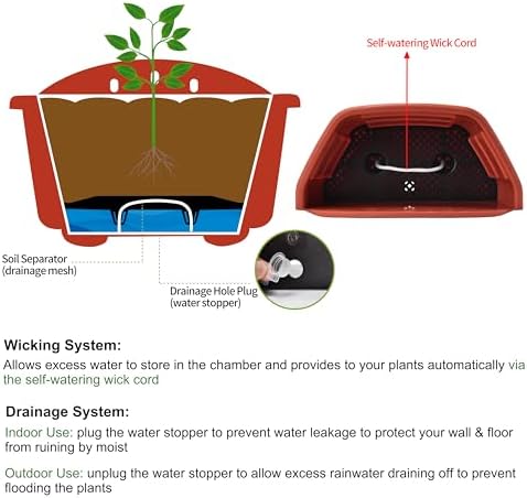 ORIMERC 9.8 inch 3 Pack Brick Red Wall Hanging Planters - Image 3