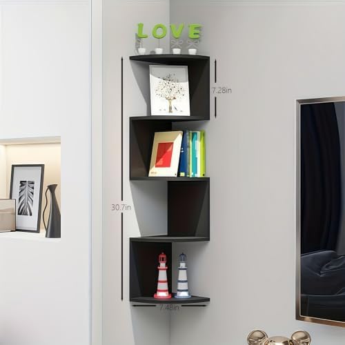 5-Tier Corner Shelf, Floating Corner Shelf Wall Mounted - Image 2