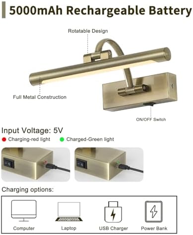 DESOOP Wireless Picture Lights Rechargeable Gallery Lighting Battery Picture - Image 5