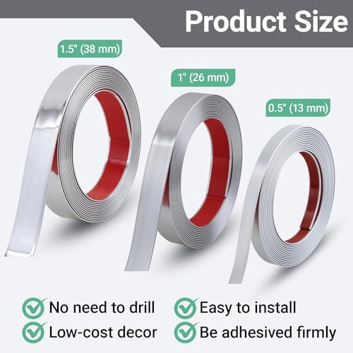 Gaahing 196.8" x 0.5" Brushed Silver Molding & Wall Trim, Flexible Peel and - Image 5