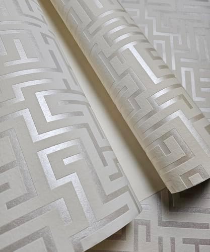 3D Textured Matte Textured Greek Key Wallpaper 20.8"x32.80ft - Image 4