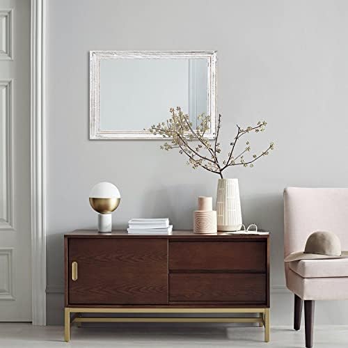Wall Mirror with Rustic Wood Frame Rectangle Hanging Mirrors - Image 4