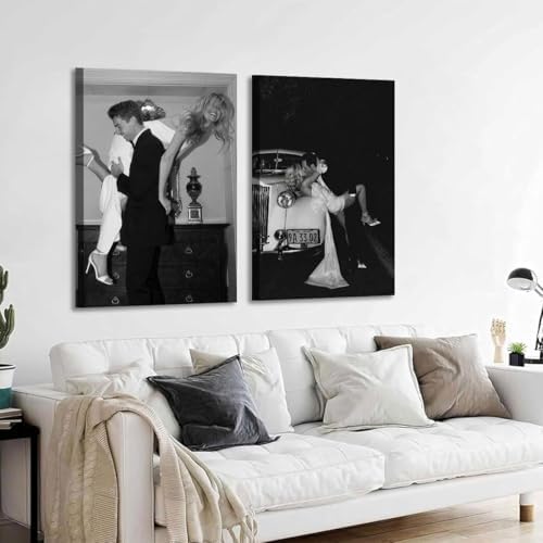 2pcs Fashion Vintage Wall arts Black and White Posters Prints Couple Canvas - Image 6