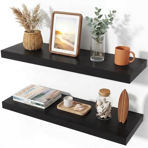 Heimlove Floating Shelves 31.5" W x 10.3" D Black Set of 2 by Heimlove