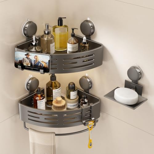 VOLPONE Corner Shower Caddy Suction Cup Shower Shelf Corner No Drilling by VOLPONE