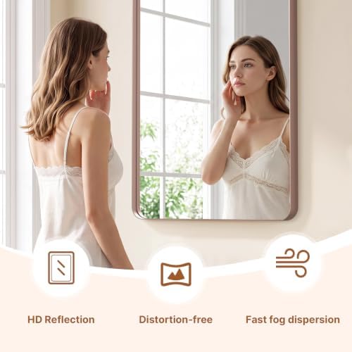 Kosmonia 30x22 Inch Bathroom Vanity Mirror Brushed Rose Gold - Image 5