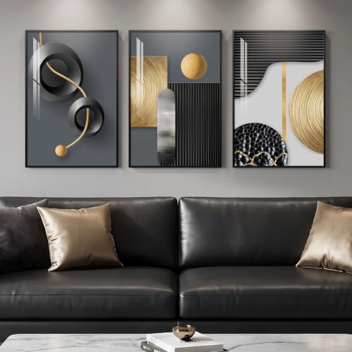 Framed Black Gold Modern Wall Art by Cuspin