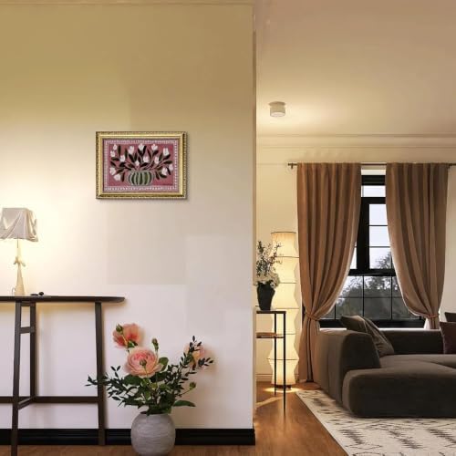 Gold Framed Vintage Floral Wall Art, Retro Vase White Flower Print - Image 6