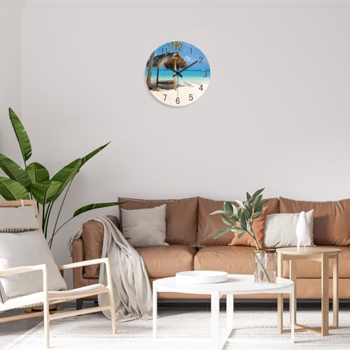XFM Tropical Beach Wall Clock Battery Operated 12 Inch - Image 3