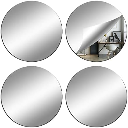 4Pcs 6 inch Glass Round Mirror Tiles, Small Circle Craft Mirror by DARENYI