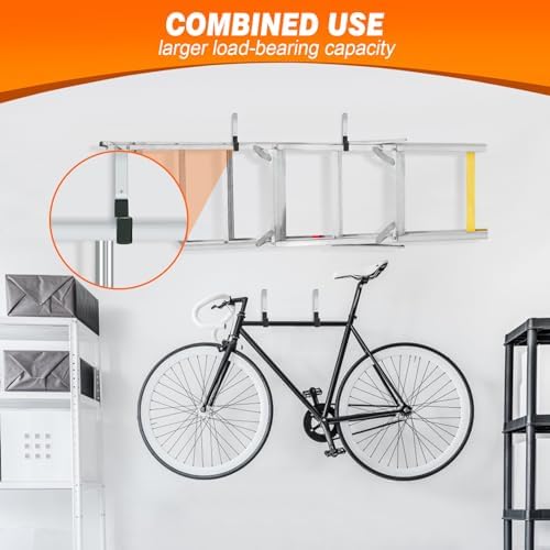 TVKB Ladder Hangers for Garage Wall Garage Hooks Heavy Duty Wall Hooks Set of 4 - Image 5