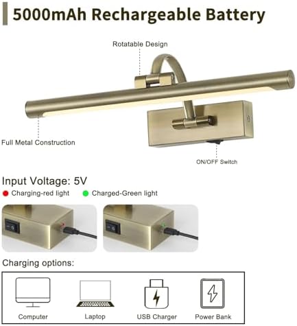 DESOOP Wireless Picture Lights Rechargeable Gallery Lighting Battery Picture - Image 6