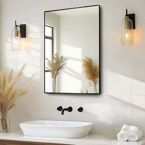 Sunniry Bathroom Mirrors for Over Sink, 16x20 inch Black Vanity Mirror - Image 4